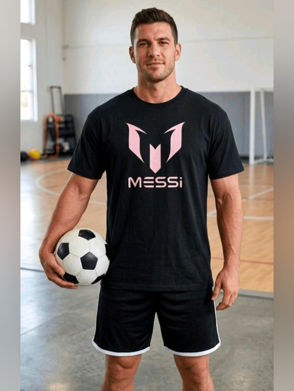 New MESSI Mens Logo Graphic Short Sleeve T-shirt 3XL Black/Pink Messi Collection